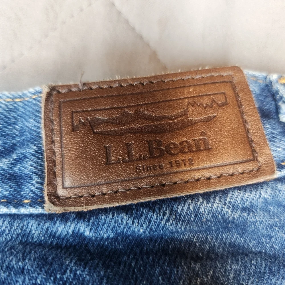 LL Bean Double L Vintage Relaxed Fit Womens Size 16 Red Flannel Lined Blue Jeans